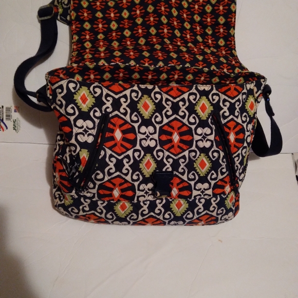 Vera Bradley large Paisley Quilted Briefcase Laptop Messenger Bag Work Office - Picture 2 of 9